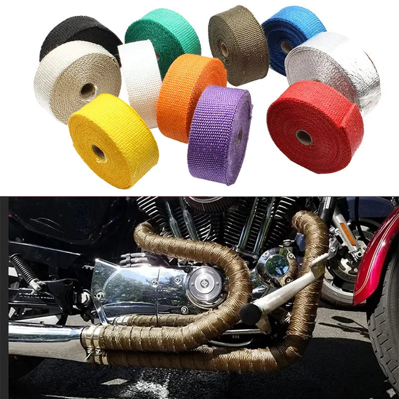 Cinta térmica para silenciador de sistemas de escape de motocicletas, envoltura de escape de 5 cm, 5 m, 10 m, 15 m, para pitbike, enduro, motocross, tuning, carreras, pieza modificada
