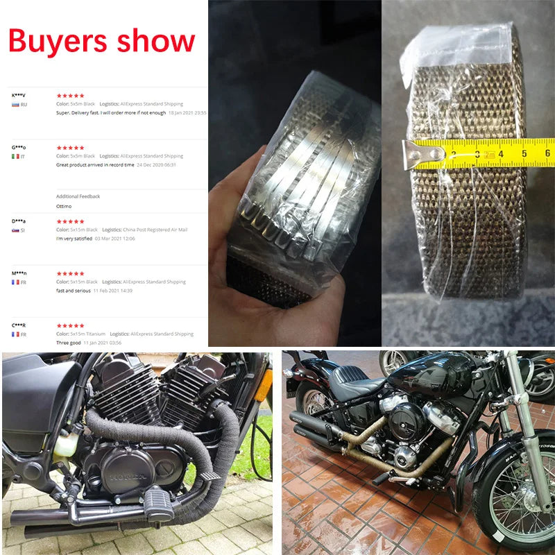 Cinta térmica para silenciador de sistemas de escape de motocicletas, envoltura de escape de 5 cm, 5 m, 10 m, 15 m, para pitbike, enduro, motocross, tuning, carreras, pieza modificada