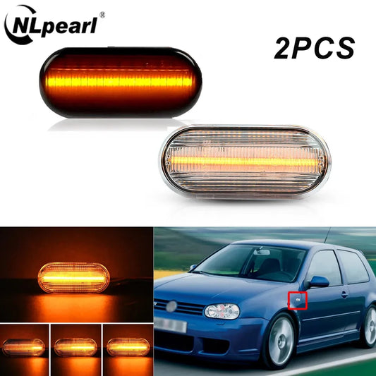 2 luces LED de posición lateral dinámicas y fluidas para VW Volkswagen Bora Golf 3/4 Passat 3B Polo