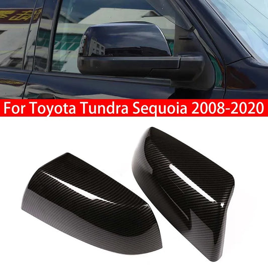 Para Toyota Tundra Sequoia 2008-2020 cubierta de espejo retrovisor lateral de coche pegatina de tapa de ala puerta exterior carcasa de vista trasera moldura de carbono