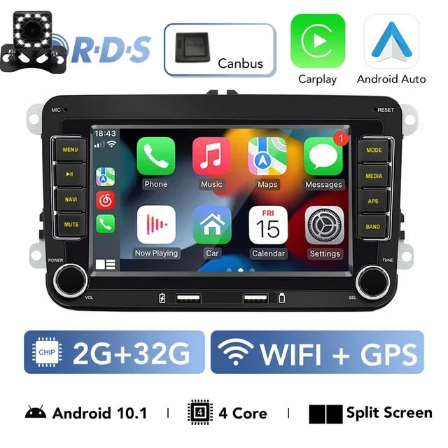 2 Din Car Stereo Radio Android13 Car Multimedia Player GPS WiFi Carplay For Volkswagen Skoda Octavia golf 5 6 Touran Passat Polo