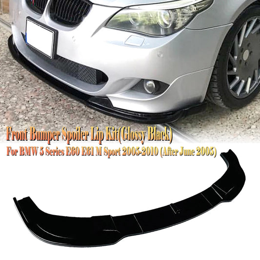 For BMW 5 Series E60 E61 M Sport 2004-2010 Front Bumper Spoiler Lip Carbon Fiber Look/Gloss Black Lower Splitter Body Kit Blade