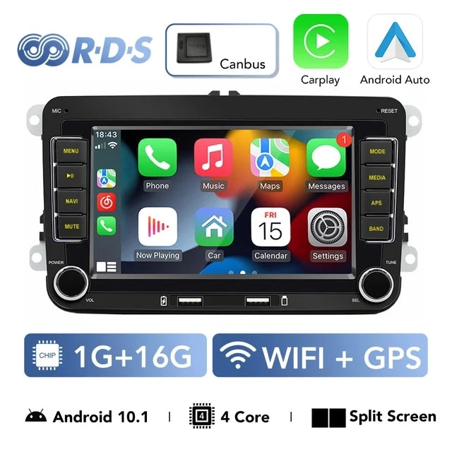 2 Din Car Stereo Radio Android13 Car Multimedia Player GPS WiFi Carplay For Volkswagen Skoda Octavia golf 5 6 Touran Passat Polo