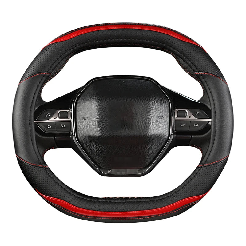 For Peugeot 3008 4008 5008 Car Steering Wheel Cover Carbon Fibre + PU Leather Auto Accessories interior Coche