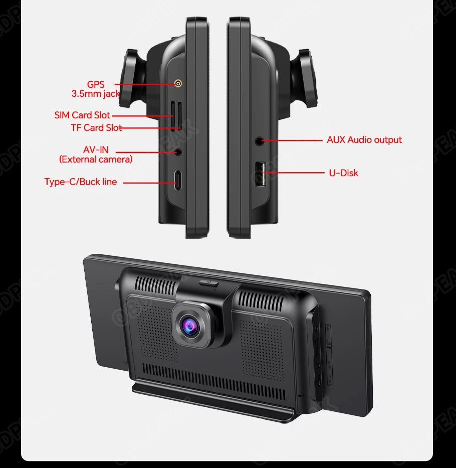 K50 Ai Screen 4G Android 13 Dash Cam CarPlay & Android Auto Car DVR GPS Bluetooth AUX FM Rearview Mirror Video Recorder