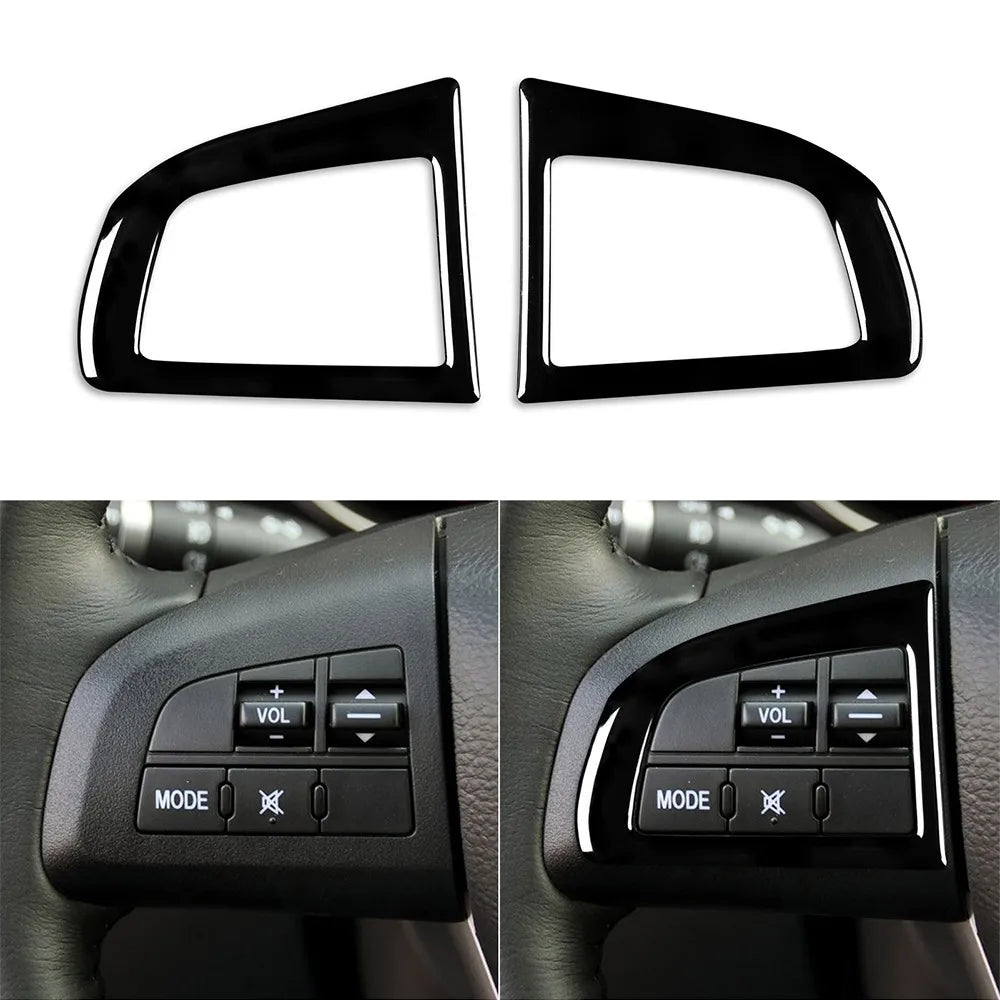 For Mazda 3 Axela 10-13 Mazdaspeed 3 Car Steering Wheel Button Frame Piano Black Sticker Accesorios Coche Interior