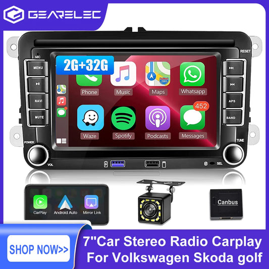 2 Din Car Stereo Radio Android13 Car Multimedia Player GPS WiFi Carplay For Volkswagen Skoda Octavia golf 5 6 Touran Passat Polo