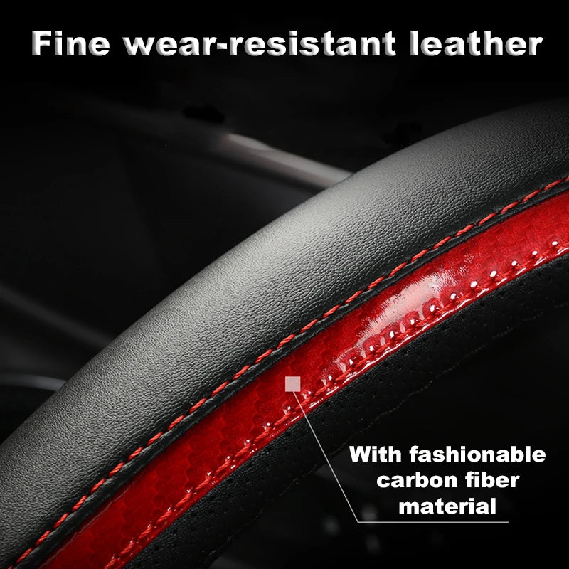 For Peugeot 3008 4008 5008 Car Steering Wheel Cover Carbon Fibre + PU Leather Auto Accessories interior Coche